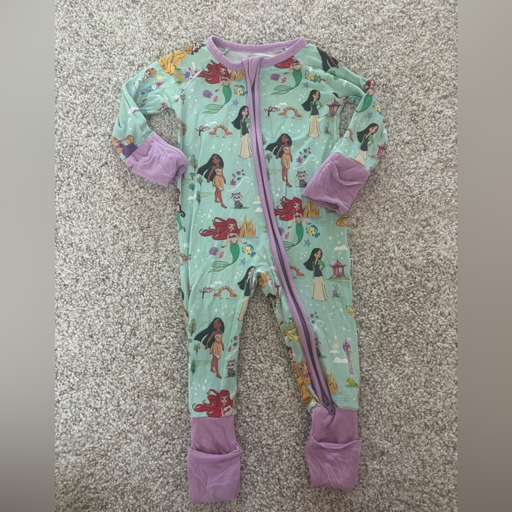 0-3 month little sleepies disney princess print footed sleeper